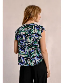 Top de manga corta con estampado y volantes