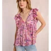Top de manga corta mariposa con estampado