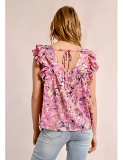 Top de manga corta mariposa con estampado