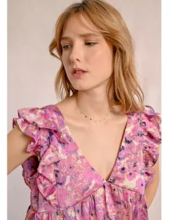Top de manga corta mariposa con estampado