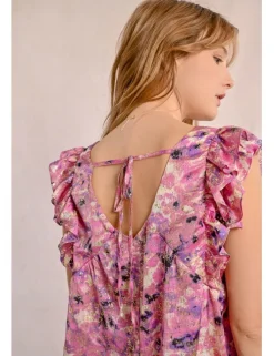 Top de manga corta mariposa con estampado