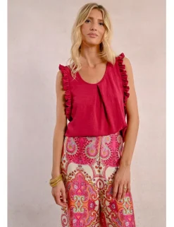 Top de manga mariposa con estampado