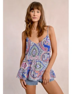 Top de tirantes con estampado y volantes