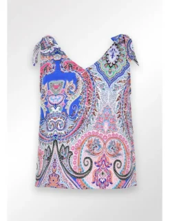Top de tirantes con lazada y estampado