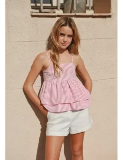 Top de tirantes con volantes y estampado