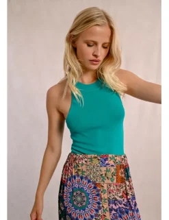 Top escote halter con cuello cerrado