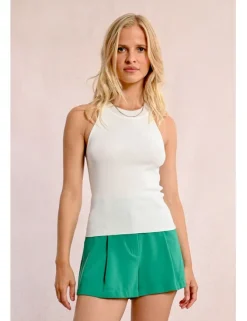Top escote halter con cuello cerrado