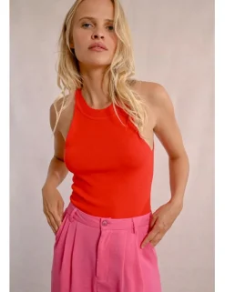 Top escote halter con cuello cerrado