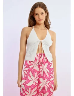 Top escote halter con lazada