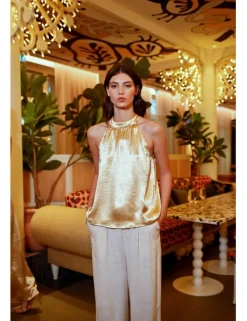 Top halter en color metalizado