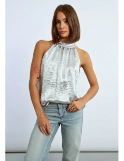 Top halter en color metalizado