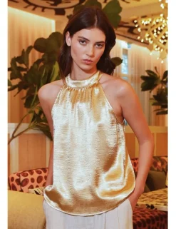 Top halter en color metalizado
