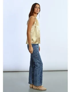 Top halter en color metalizado