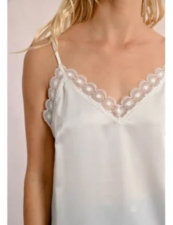 Top satinado de tirantes con encaje