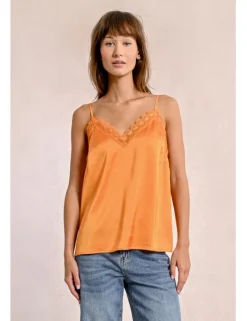 Top satinado de tirantes con encaje