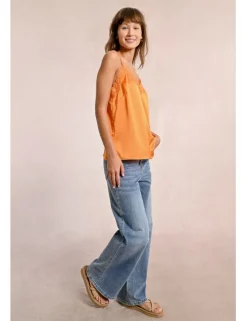 Top satinado de tirantes con encaje