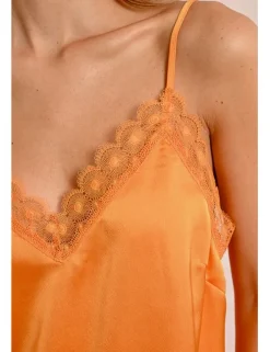 Top satinado de tirantes con encaje