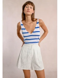 Top sin manga estampado de rayas