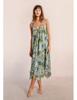Vestido asimétrico de tirantes con estampado