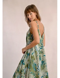 Vestido asimétrico de tirantes con estampado