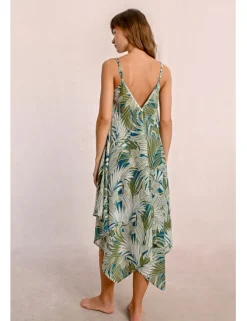 Vestido asimétrico de tirantes con estampado