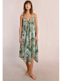 Vestido asimétrico de tirantes con estampado