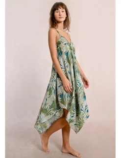 Vestido asimétrico de tirantes con estampado