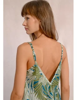 Vestido asimétrico de tirantes con estampado