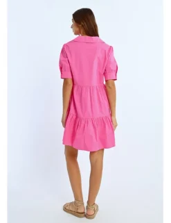 Vestido camisero con cuello y volantes