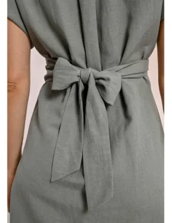 Vestido camisero de manga corta con lazada