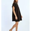 Vestido corto camisero con estampado y pliegues