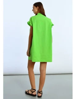 Vestido corto camisero con pliegues