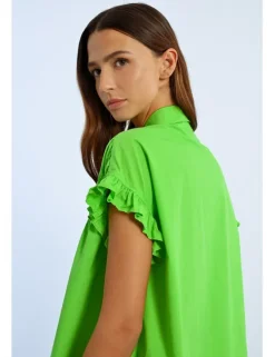 Vestido corto camisero con pliegues