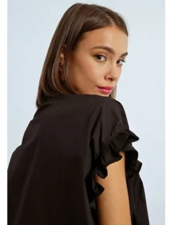 Vestido corto camisero con pliegues