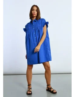 Vestido corto camisero con pliegues