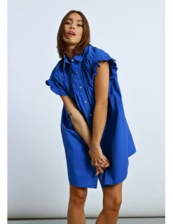 Vestido corto camisero con pliegues