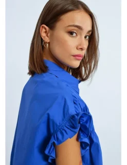 Vestido corto camisero con pliegues