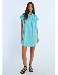 Vestido corto camisero con pliegues