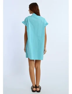 Vestido corto camisero con pliegues