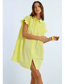 Vestido corto camisero con pliegues