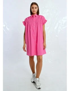 Vestido corto camisero con pliegues