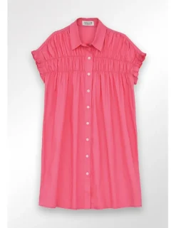 Vestido corto camisero con pliegues