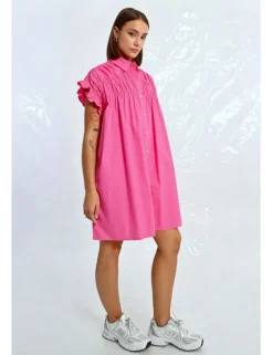 Vestido corto camisero con pliegues