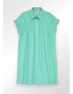 Vestido corto camisero con pliegues