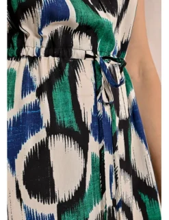 Vestido corto con estampado y lazada