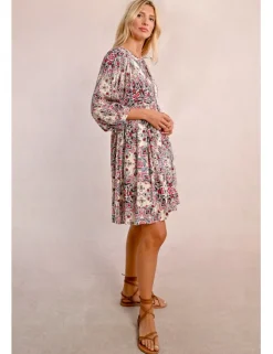 Vestido corto de media manga con estampado