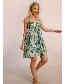Vestido corto de tirantes con estampado