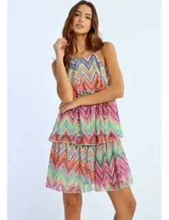 Vestido corto de tirantes con estampado
