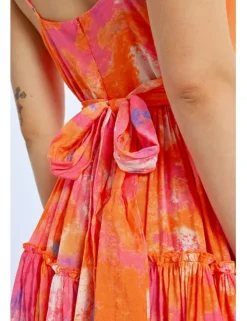 Vestido corto de tirantes estampado multicolor