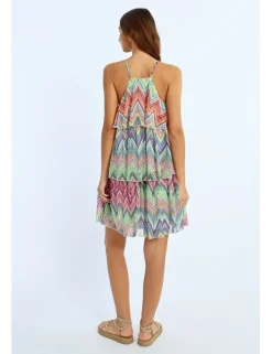 Vestido corto de tirantes con estampado